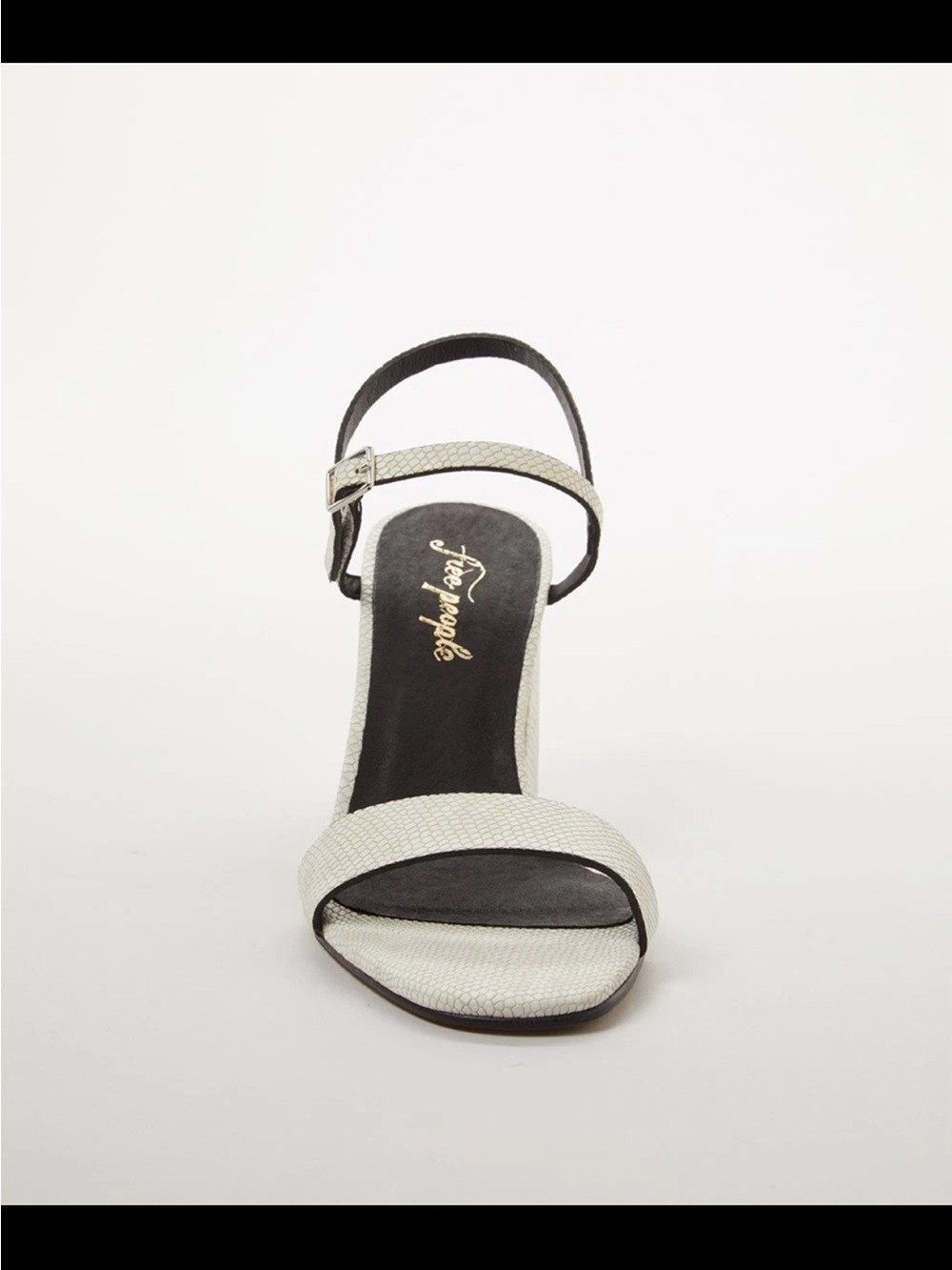 Free People White Snake-Embossed Liv Leather Sandal - Women Size: 6.5/37